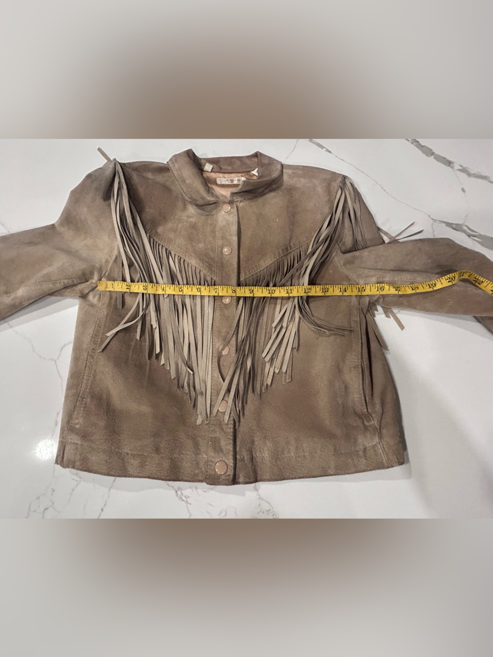 L’Americaine Los Angeles Vintage Tan Pig Suede Leather Fringe Western Jacket - Picture 14 of 14
